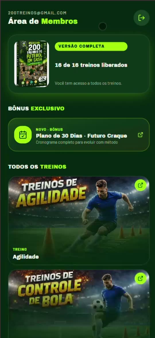 Prévia do aplicativo 200 Treinos de Futebol em Casa